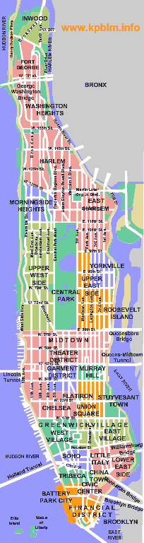 Detailed Map of Manhattan, New York City, USA