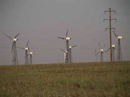Поле ветряков в районе Евпатории
