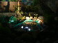 Декоративным бассейном ночью в мини-отеле 'Дом у пирса' в пгт. Курортное